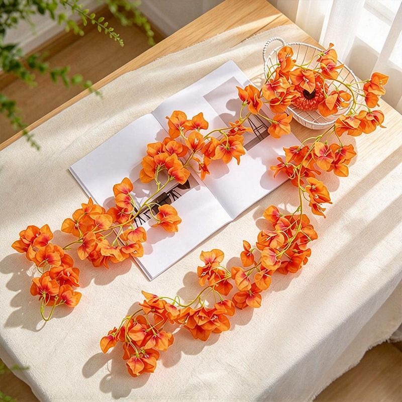 Artificial Bougainvillea Garland Vine, 6 ft Long, 135 Flower Heads, Hanging Faux Flowers for Wedding, Home & Window Display