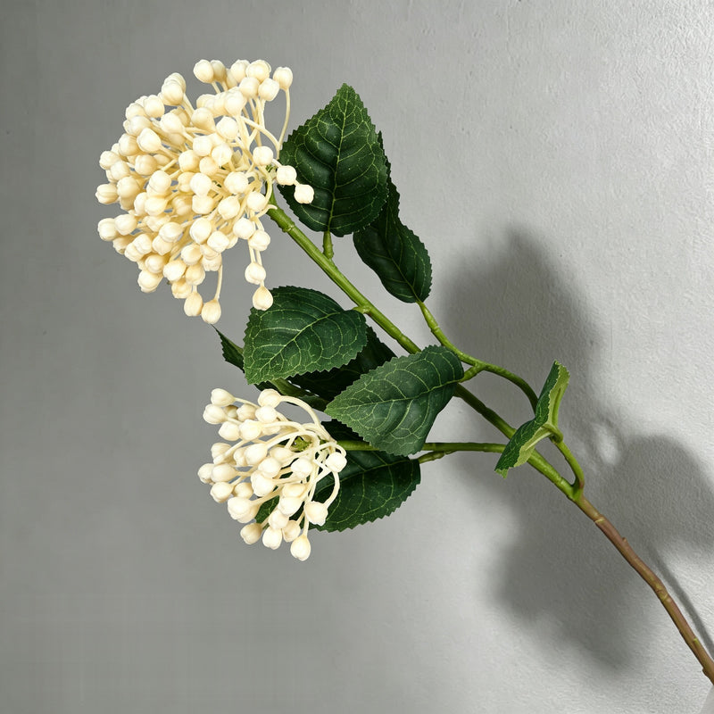Artificial Hydrangea Berry Bush with Leaves, Faux Wild Fruit Floral Pick for Vase Arrangements, DIY Wedding & Home Decor