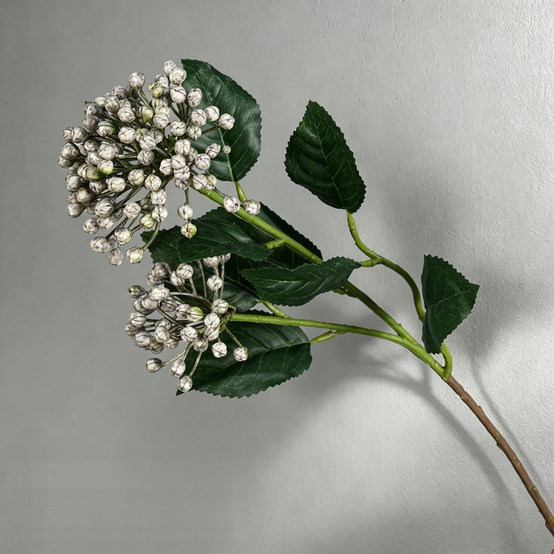Artificial Hydrangea Berry Bush with Leaves, Faux Wild Fruit Floral Pick for Vase Arrangements, DIY Wedding & Home Decor