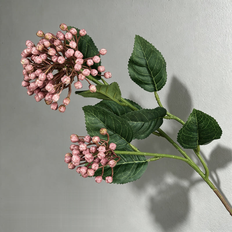 Artificial Hydrangea Berry Bush with Leaves, Faux Wild Fruit Floral Pick for Vase Arrangements, DIY Wedding & Home Decor
