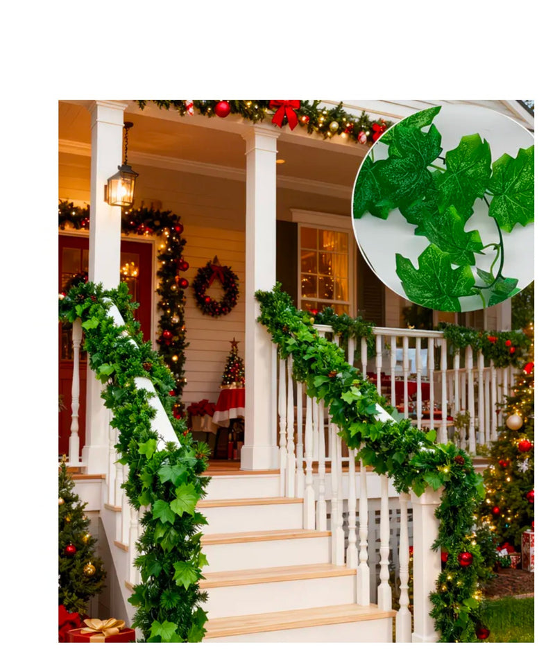 Artificial Grape Leaf Garland Vine, 79 in Faux Greenery with 66 Leaves, Trailing Vine for Garden Swing, Balcony, Patio & Home Decor
