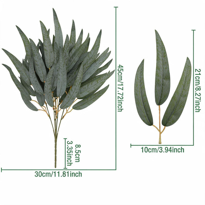 Artificial Eucalyptus Leaf Bush, Autumn Faux Eucalyptus Greenery Stem for Wedding Floral Arrangements, Vase Filler & Home Decor