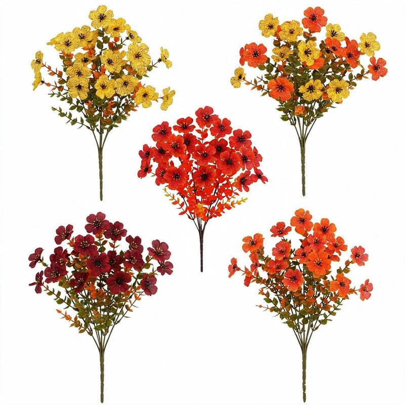 Artificial Eucalyptus Bush, 18 Branches, Pack of 5, Faux Greenery for Wedding, Home & Holiday Decor