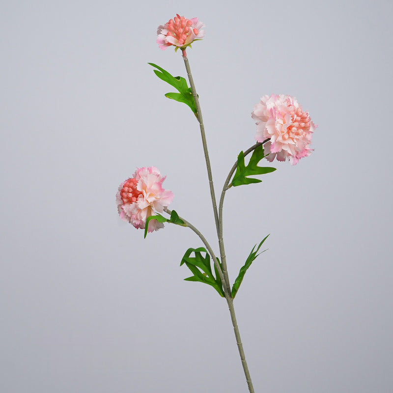 Artificial Scabiosa, Carnation & Daisy Flower Bush with 3 Blooms, Flocked Faux Floral for Wedding, Home & Office Decor