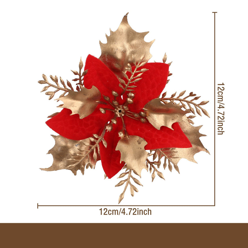 Gold Dust Glitter Flower Head, 4.5" Diameter, Silk-Like Faux Blossom for Christmas DIY Decor, Holiday Centerpieces & Floral Arrangements