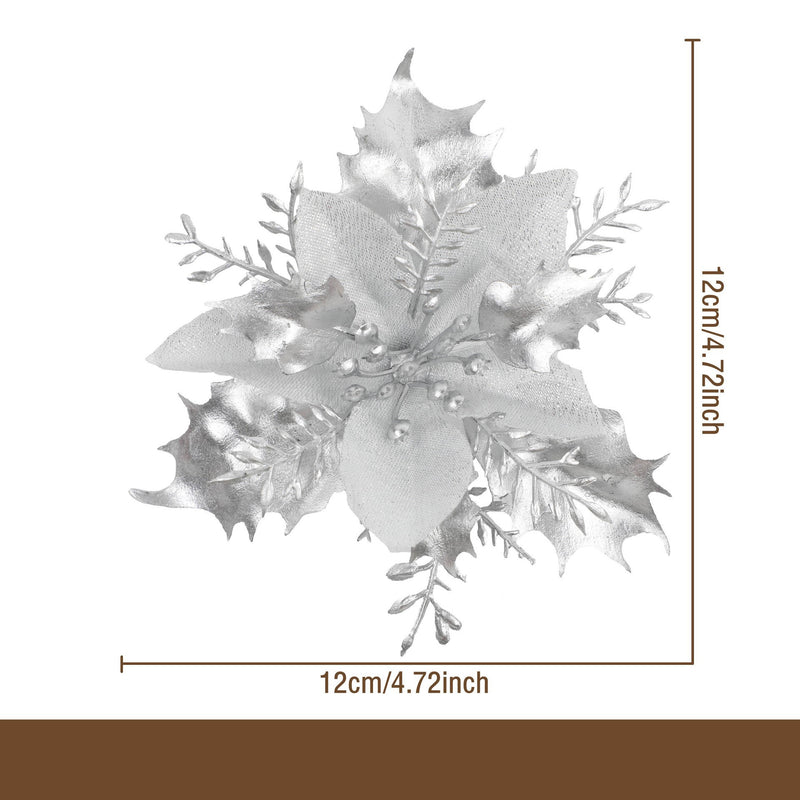Gold Dust Glitter Flower Head, 4.5" Diameter, Silk-Like Faux Blossom for Christmas DIY Decor, Holiday Centerpieces & Floral Arrangements
