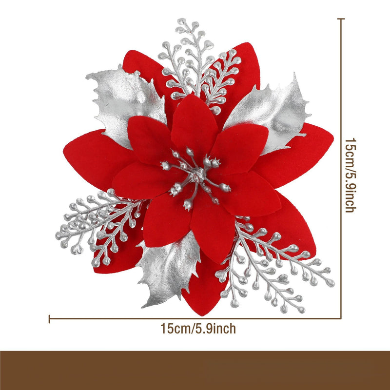 Gold Dust Glitter Flower Head, 4.5" Diameter, Silk-Like Faux Blossom for Christmas DIY Decor, Holiday Centerpieces & Floral Arrangements