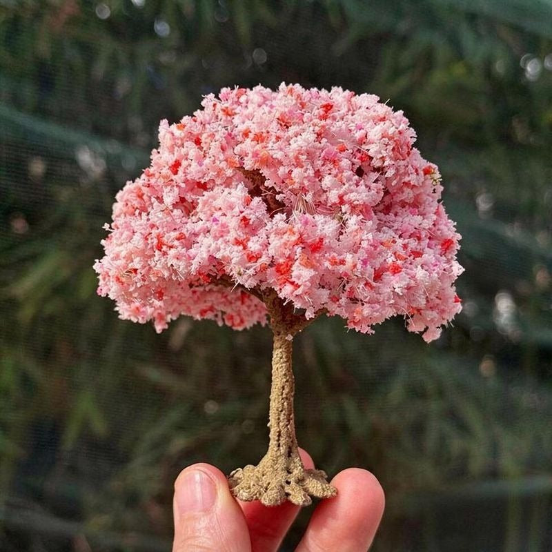 Artificial Peach Blossom Tree Pick, Plastic Cherry Blossom Bunch for Spring Decor, Miniature Scenery, DIY Displays & Window Styling