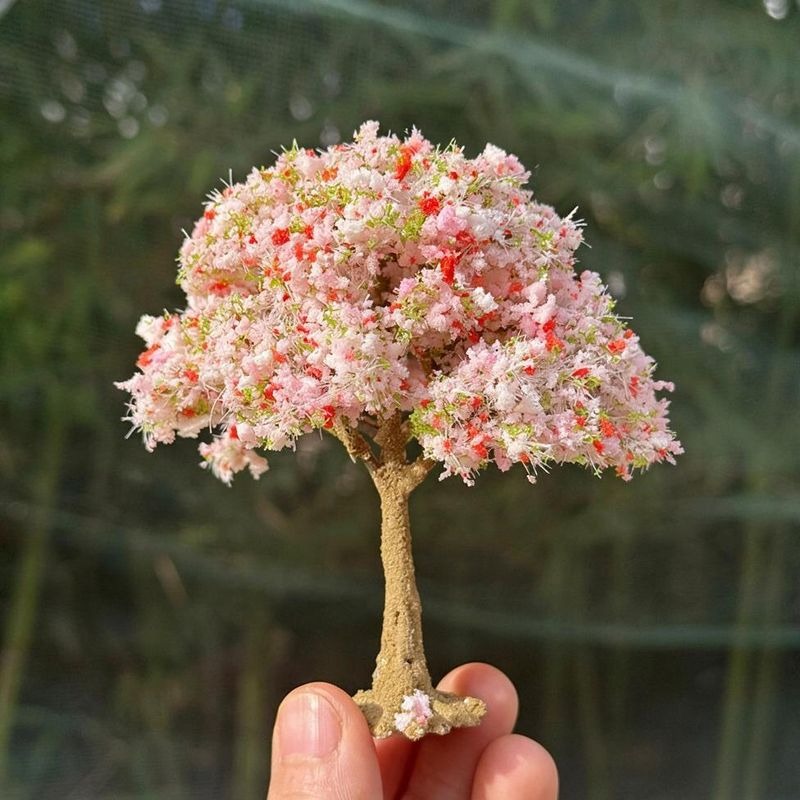 Artificial Peach Blossom Tree Pick, Plastic Cherry Blossom Bunch for Spring Decor, Miniature Scenery, DIY Displays & Window Styling