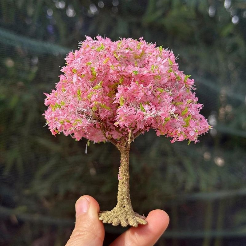 Artificial Peach Blossom Tree Pick, Plastic Cherry Blossom Bunch for Spring Decor, Miniature Scenery, DIY Displays & Window Styling