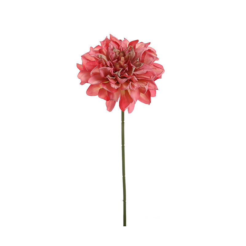 Burnt-Edge Dahlia Artificial Flower, Single Stem with 1 Bloom, Faux Silk Fabric, Wedding & Home Decor
