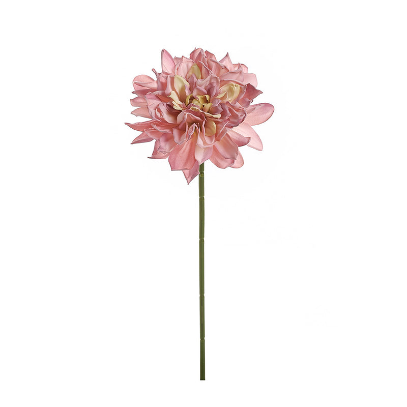 Burnt-Edge Dahlia Artificial Flower, Single Stem with 1 Bloom, Faux Silk Fabric, Wedding & Home Decor