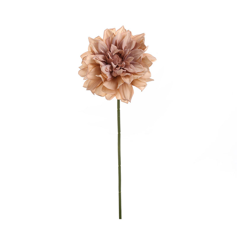 Burnt-Edge Dahlia Artificial Flower, Single Stem with 1 Bloom, Faux Silk Fabric, Wedding & Home Decor