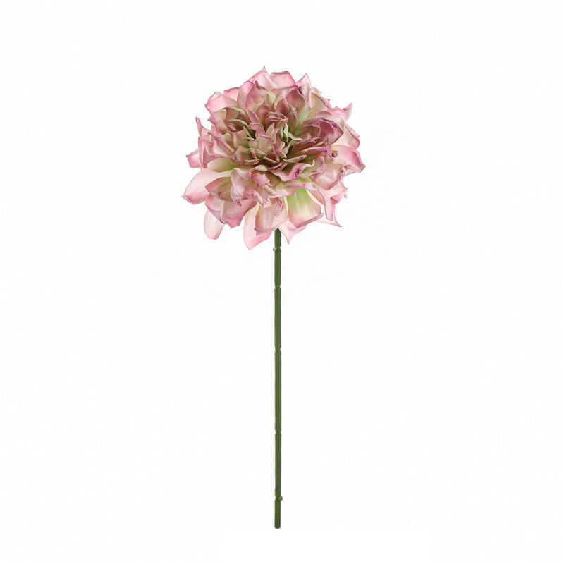 Burnt-Edge Dahlia Artificial Flower, Single Stem with 1 Bloom, Faux Silk Fabric, Wedding & Home Decor