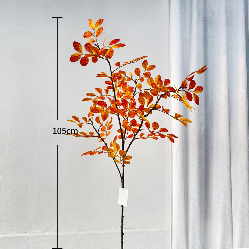 Artificial Russian Olive Leaf Branch Bush, Autumn Faux Foliage, PE Plastic, Indoor Outdoor, Vase Filler & Window Display Decor