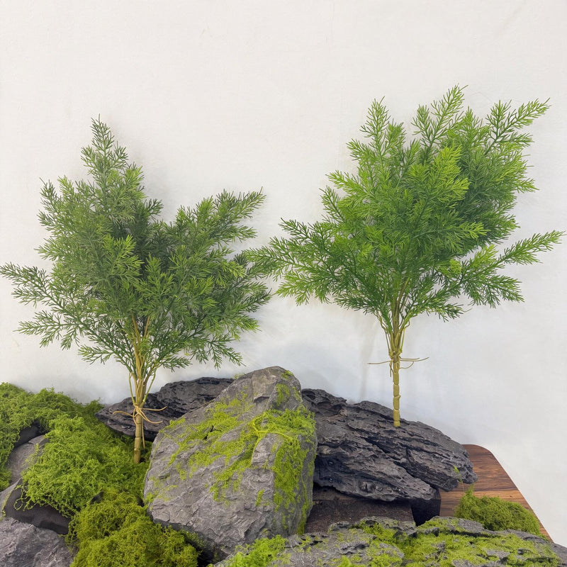 Artificial Asparagus Fern Bush, Faux Pine Needle Greenery Stem in Plastic, for Plant Walls, Floral Design & Home Decor