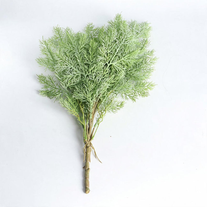 Artificial Asparagus Fern Bush, Faux Pine Needle Greenery Stem in Plastic, for Plant Walls, Floral Design & Home Decor
