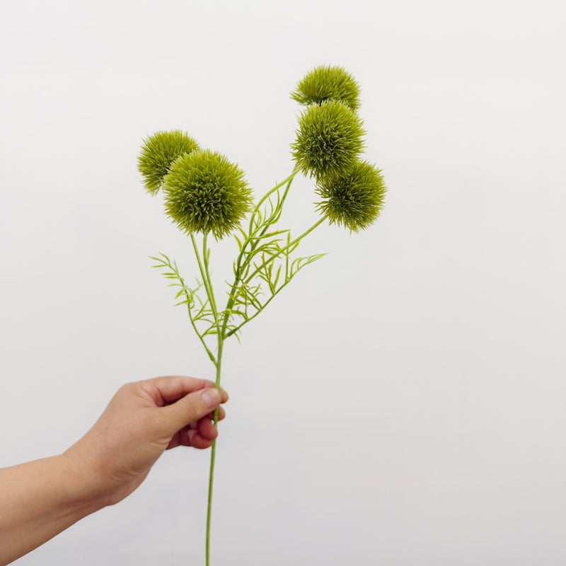 Artificial Green Dianthus Bush with 5 Blooms, PU Faux Flower Pick, Rustic Woodland Floral for Weddings, Vase Arrangements & Home Decor