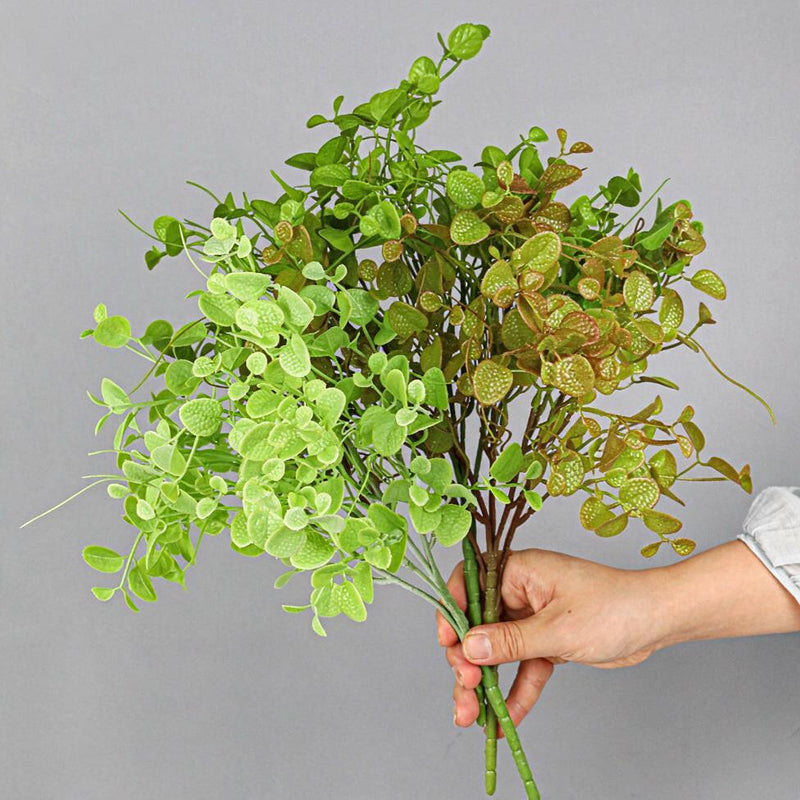 Artificial Eucalyptus & Dimple Grass Bush, Plastic Persian Grass Greenery Stem for Vases, Wall Décor & Home Styling