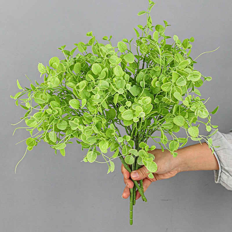 Artificial Eucalyptus & Dimple Grass Bush, Plastic Persian Grass Greenery Stem for Vases, Wall Décor & Home Styling