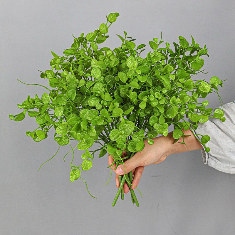 Artificial Eucalyptus & Dimple Grass Bush, Plastic Persian Grass Greenery Stem for Vases, Wall Décor & Home Styling