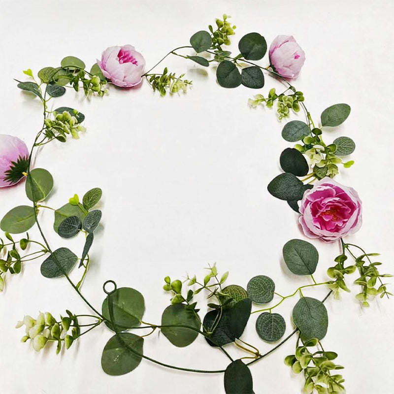 Artificial Ivy Vine Garland, Single Faux Silk Money Leaf & Eucalyptus Trailing Greenery for Wedding, Home & Window Display