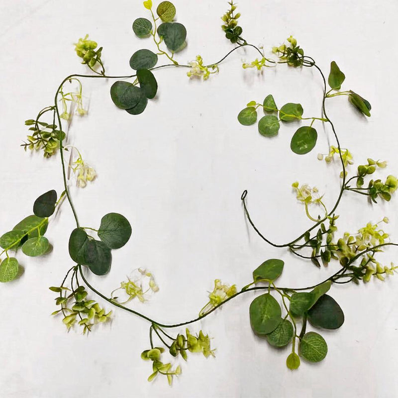 Artificial Ivy Vine Garland, Single Faux Silk Money Leaf & Eucalyptus Trailing Greenery for Wedding, Home & Window Display