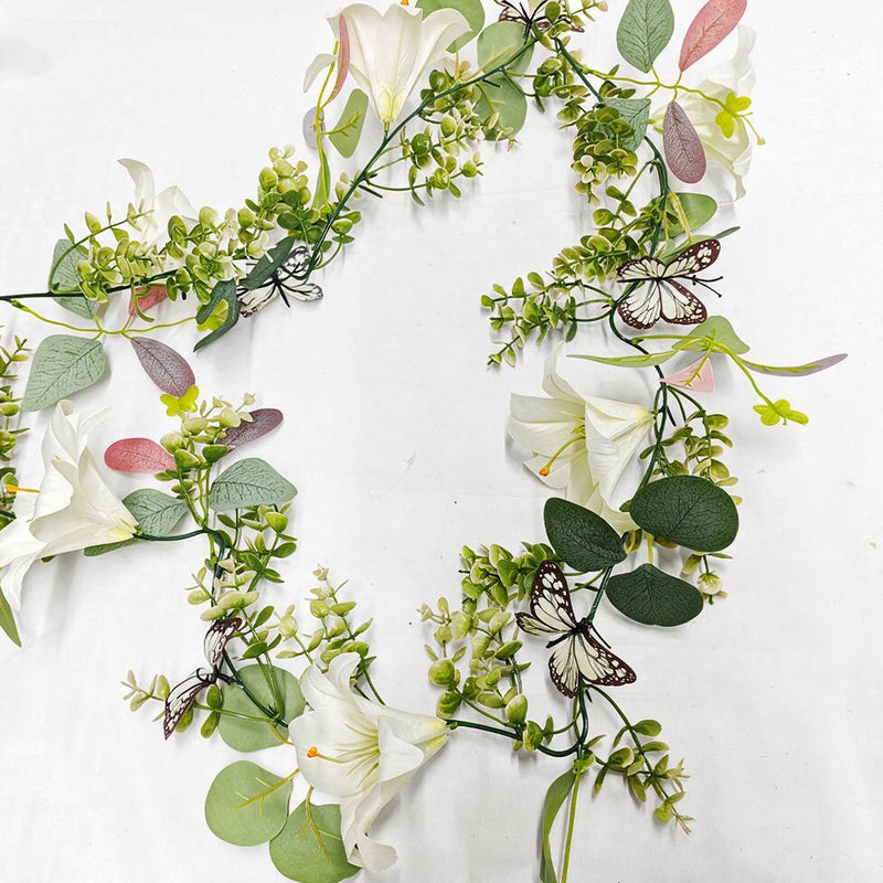 Artificial Ivy Vine Garland, Single Faux Silk Money Leaf & Eucalyptus Trailing Greenery for Wedding, Home & Window Display