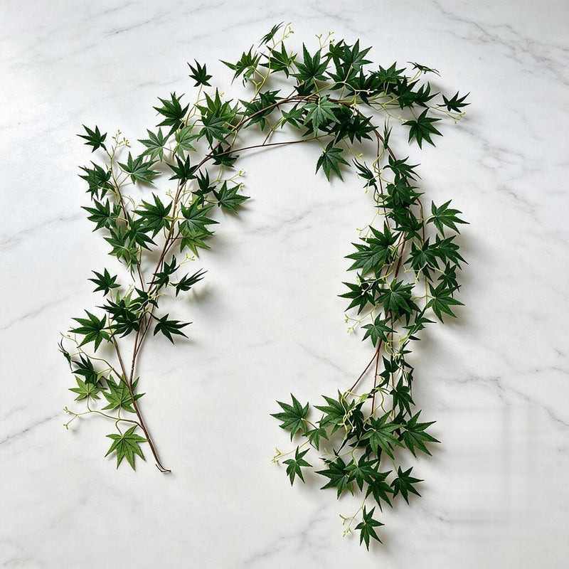 Artificial Maple Leaf Vine Garland, Trailing Faux Red & Green Maple Greenery, Indoor Home Decor, Wedding & Fall Decor