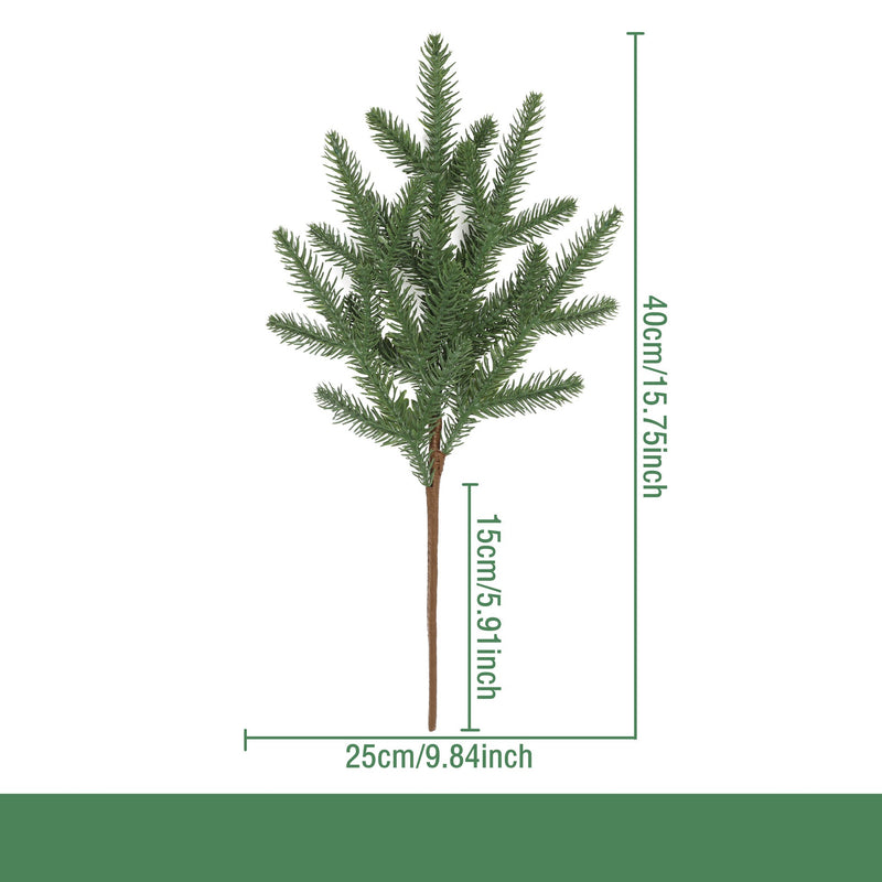 Artificial Pine Needle Stem, Faux Evergreen Conifer Branch, Bendable Stem for Christmas, Holiday Decor & Wedding Displays