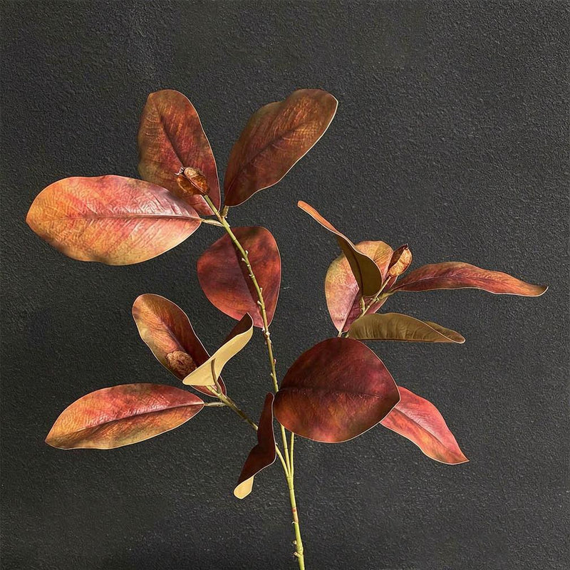 Magnolia Leaf Bush with 14 Leaves, Faux Greenery Branch for Vase, Entryway, Wedding & Home Decor