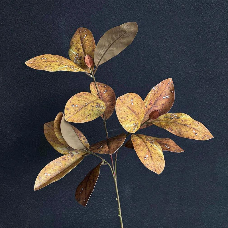 Magnolia Leaf Bush with 14 Leaves, Faux Greenery Branch for Vase, Entryway, Wedding & Home Decor