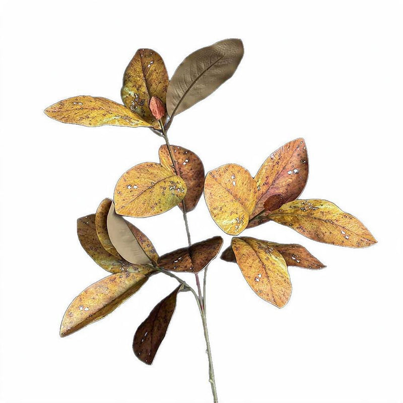 Magnolia Leaf Bush with 14 Leaves, Faux Greenery Branch for Vase, Entryway, Wedding & Home Decor