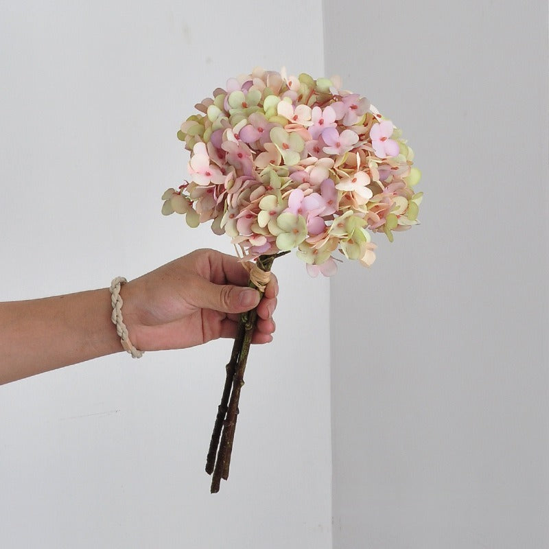 Artificial Hydrangea Bouquet with 3 Blooms, PVC & Faux Silk Fabric, Pink, Orange or Purple for Weddings & Home Decor