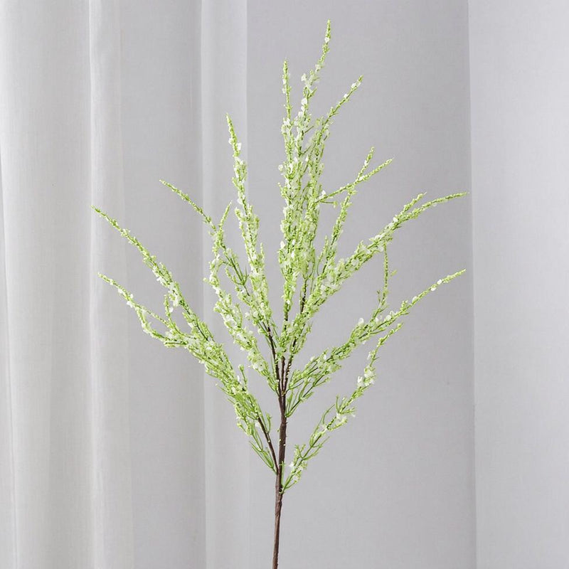 Artificial Snowball Willow Branch, Single Stem Faux Spiraea in White, Silk-Like Fabric, for Wedding, Vase & Home Decor