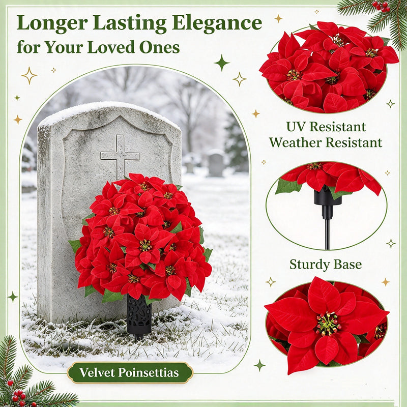 2 Sets Christmas Cemetery Flowers for Grave Realistic Cemetery Flower