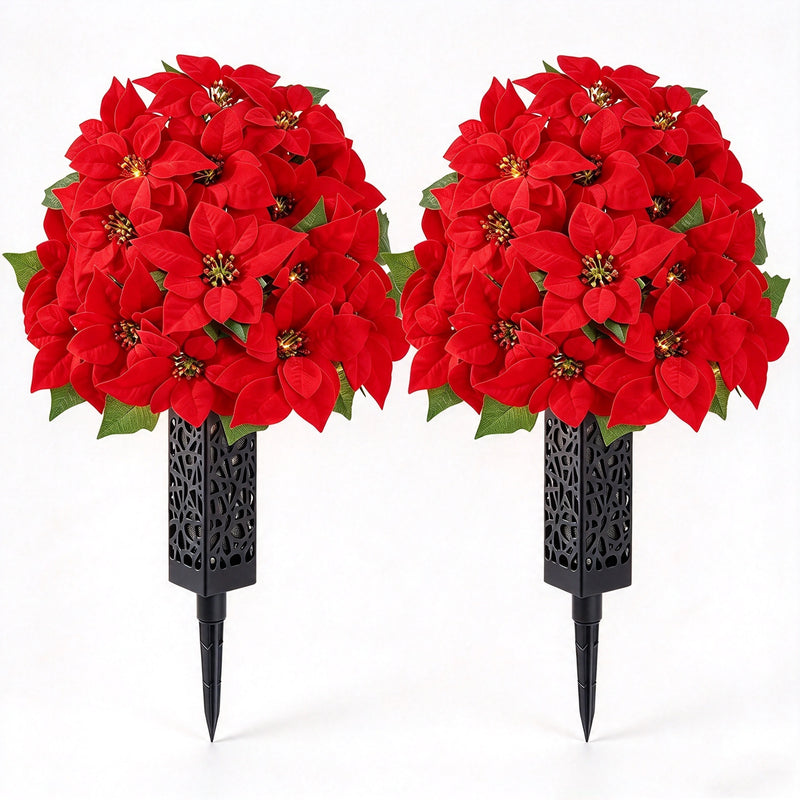 2 Sets Christmas Cemetery Flowers for Grave Realistic Cemetery Flower