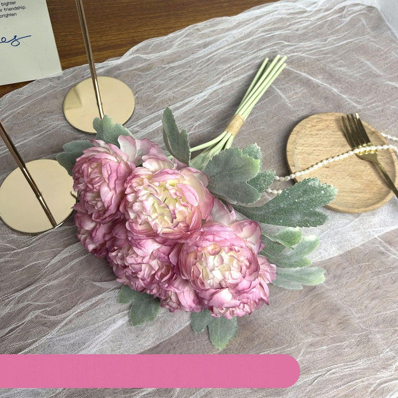 Artificial Lotus Flower Bouquet, 8-Stem Hand-Tied Bunch, 13" Tall Faux Silk Florals for Weddings, Home Decor, Centerpieces
