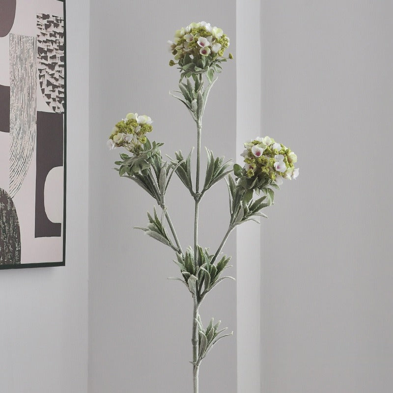 Artificial Hydrangea Snowball Flower Stem, Single Stem with 3 Blooms, 31" Tall, Silk-Like Fabric, for Home Decor, Wedding Centerpieces, Commercial Displays