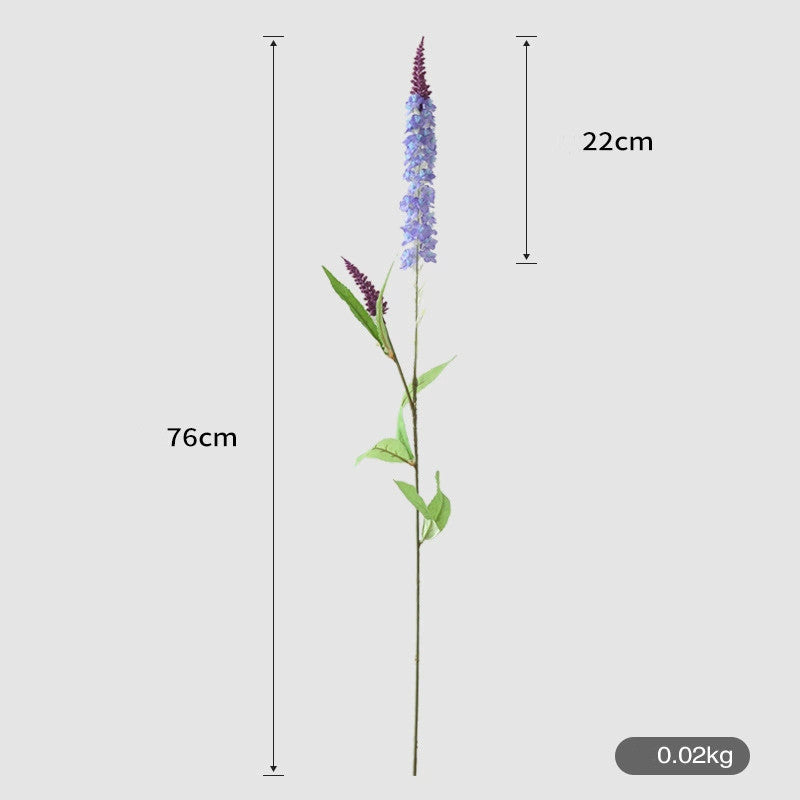 Artificial Lavender, Delphinium & Foxtail Grass Stems, Single Stem with 6 Leaves, Faux Silk Flowers for Home Decor, Weddings & Events