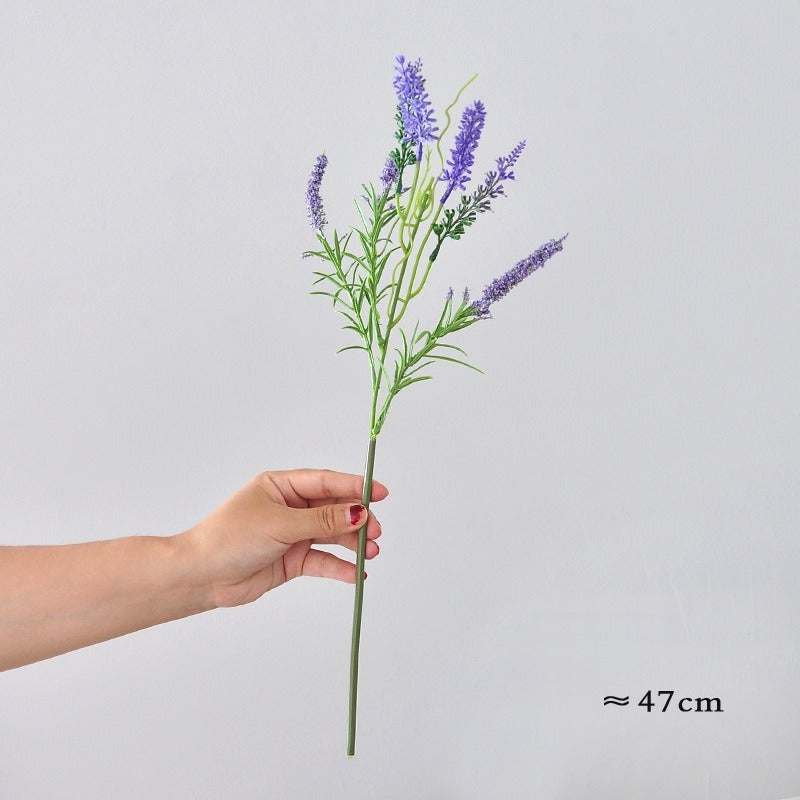 Lavender Artificial Flowers, Set of 6 Stems with 36 Blooms, 19" Tall, Faux Silk for Home Decor, Weddings & Events