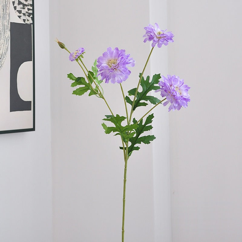 Artificial Zinnia Single Stem, 4 Blooms, 21" Tall, Silk-Like Fabric, for Wedding Centerpieces & Home Decor