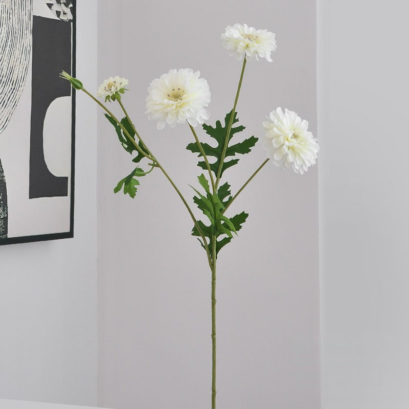 Artificial Zinnia Single Stem, 4 Blooms, 21" Tall, Silk-Like Fabric, for Wedding Centerpieces & Home Decor