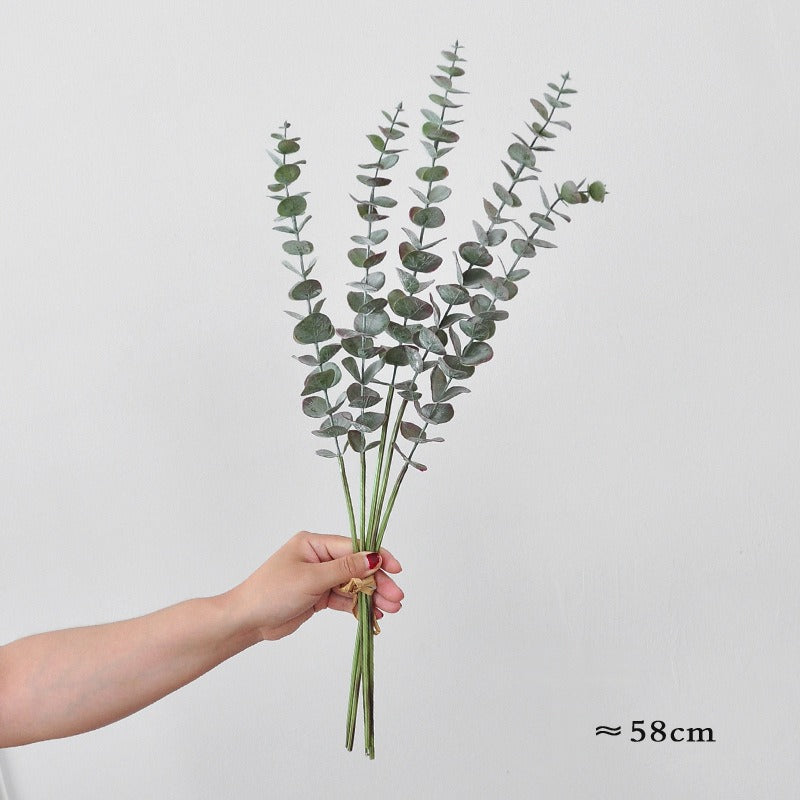 35" Artificial Eucalyptus Single Stem, Lifelike Faux Greenery for Home Decor, Weddings & Events, Bendable Stems