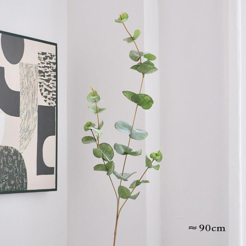 35" Artificial Eucalyptus Single Stem, Lifelike Faux Greenery for Home Decor, Weddings & Events, Bendable Stems