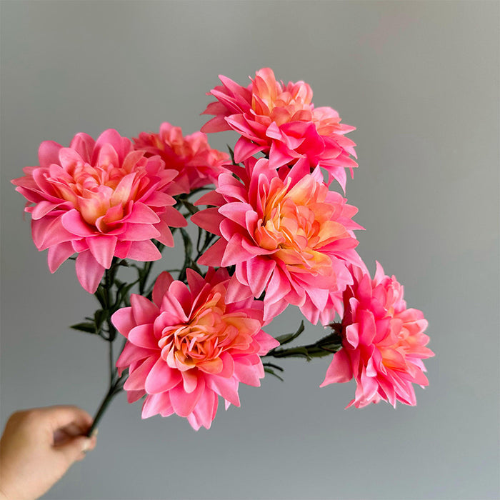 Bulk 10Pcs 17.7" Dahlia Bouquet Bushes 7 Stems Silk Flowers Artificial Wholesale