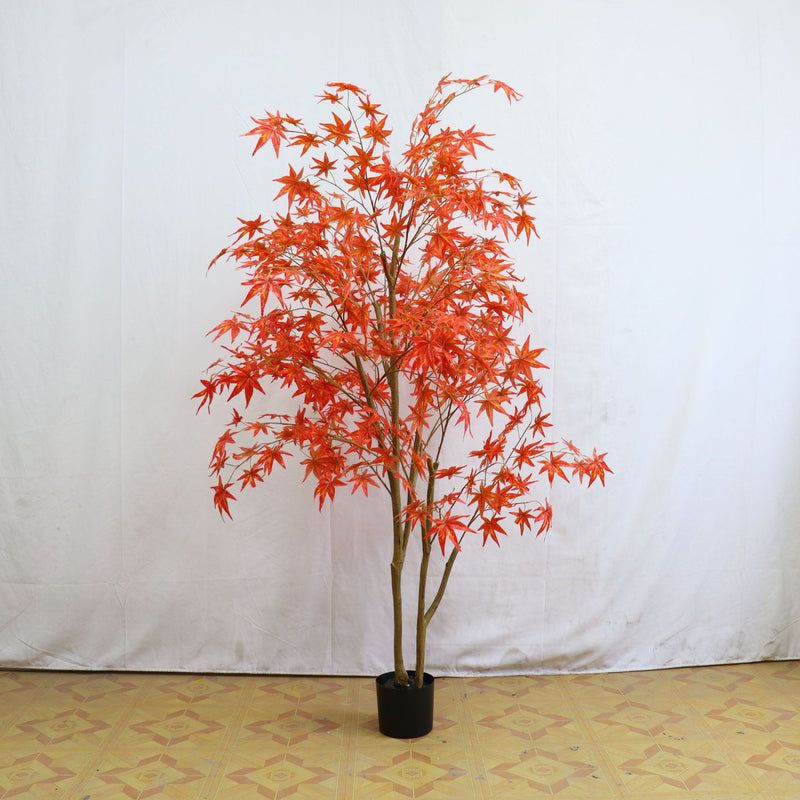 Bulk Artificial Japanese Maple Silk Tree Lifelike Tree Fall Plant with Basket Decoration Wholesale