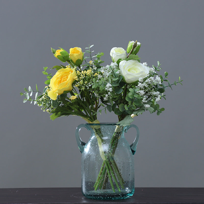 Artificial Dewy Lotus & Baby's Breath Bouquet, Faux Silk-Like Fabric Wedding Bouquet, Home & Photography Decor