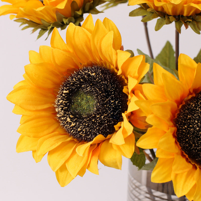 Bulk 17" Retro Sunflowers Stems Vintage Silk Flowers Wholesale