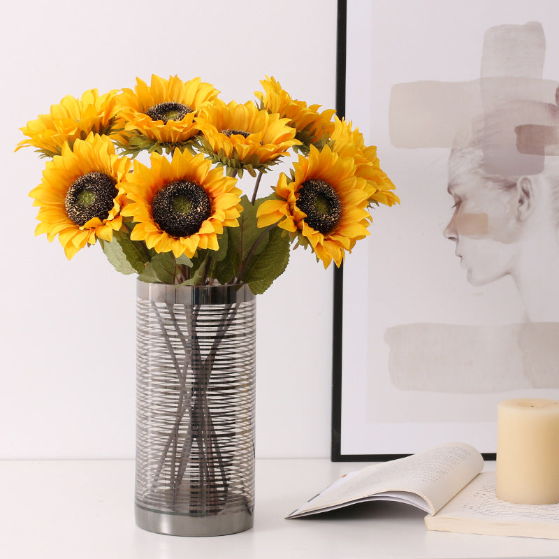 Bulk 17" Retro Sunflowers Stems Vintage Silk Flowers Wholesale